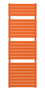 Front on image of Stelrad's Concord Rail radiator in orange against an white background