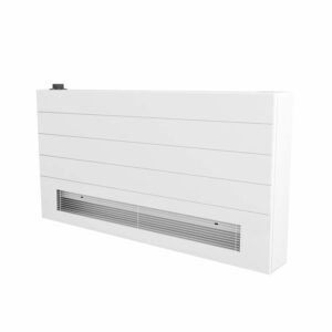 Stelrad white low surface temperature radiator against a white background