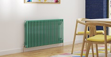 Classic column radiator in turquoise blue colour