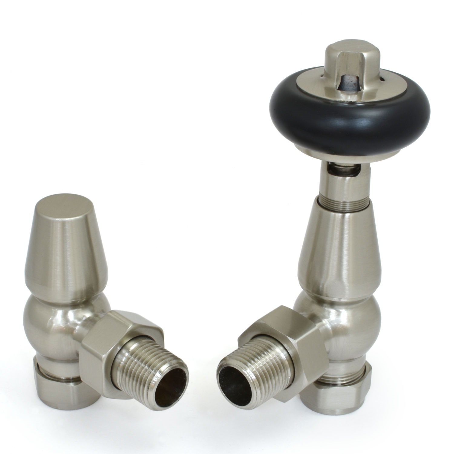 Brushed nickel thermostatic radiator valve