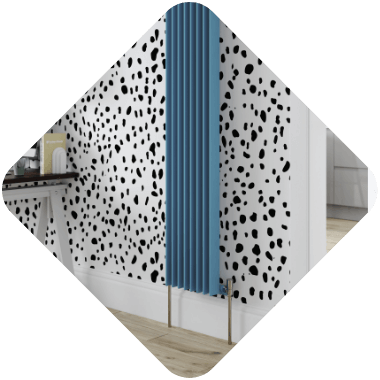 A coloured blue vertical radiator