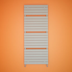 Front on image of Stelrad's Concord Rail radiator in grey against an orange background