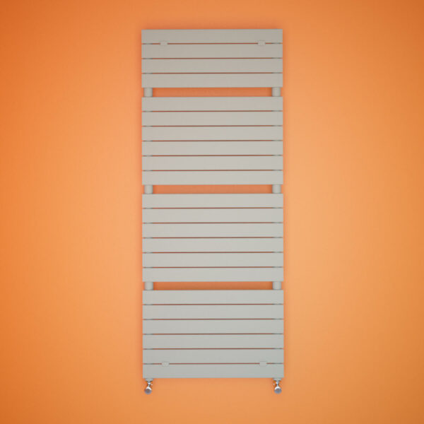 Front on image of Stelrad's Concord Rail radiator in grey against an orange background