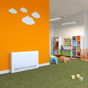A Stelrad Low Surface Temperature Radiator in a nursery playroom.
