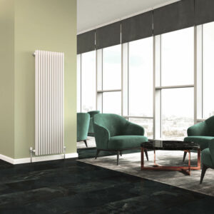 White Sofline Concord radiator in an office waiting room