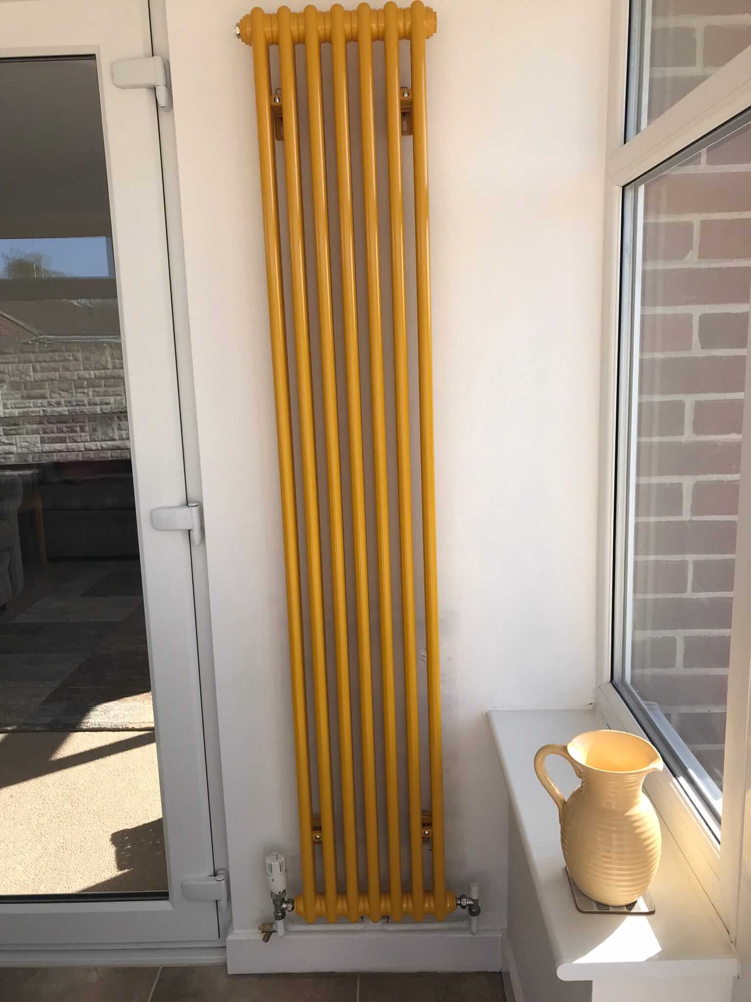 Column Vertical Coloured Yellow Radiator