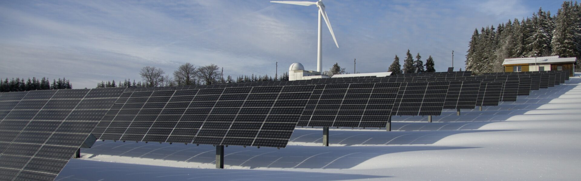 wind turbine and solar panels