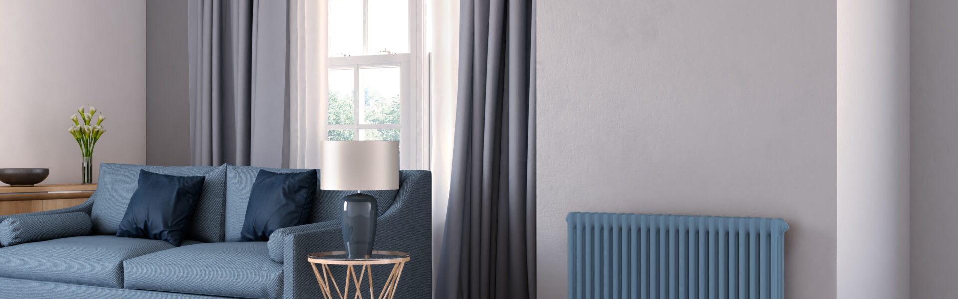 column radiator in blue