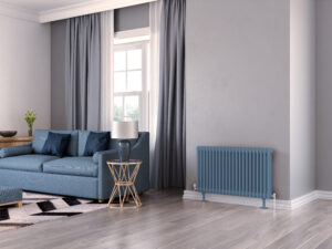 column radiator in blue