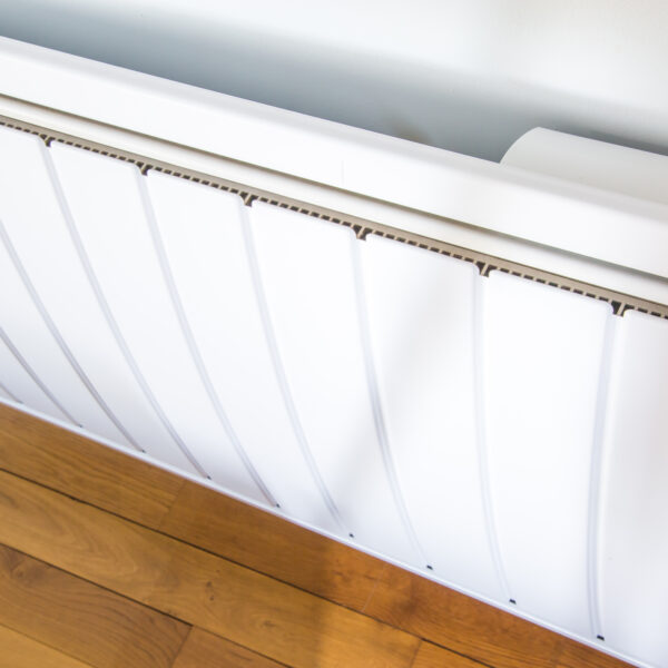 Top view of a white electric wall mounted radiator