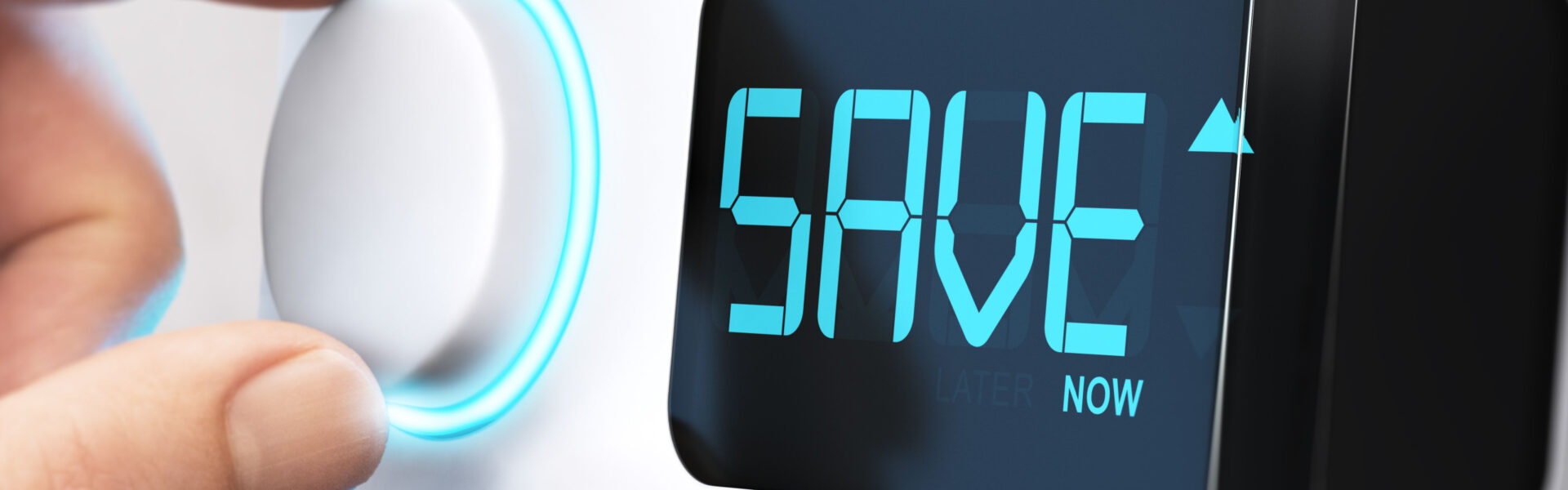 electric radiator thermostat with the word "save" displayed on it