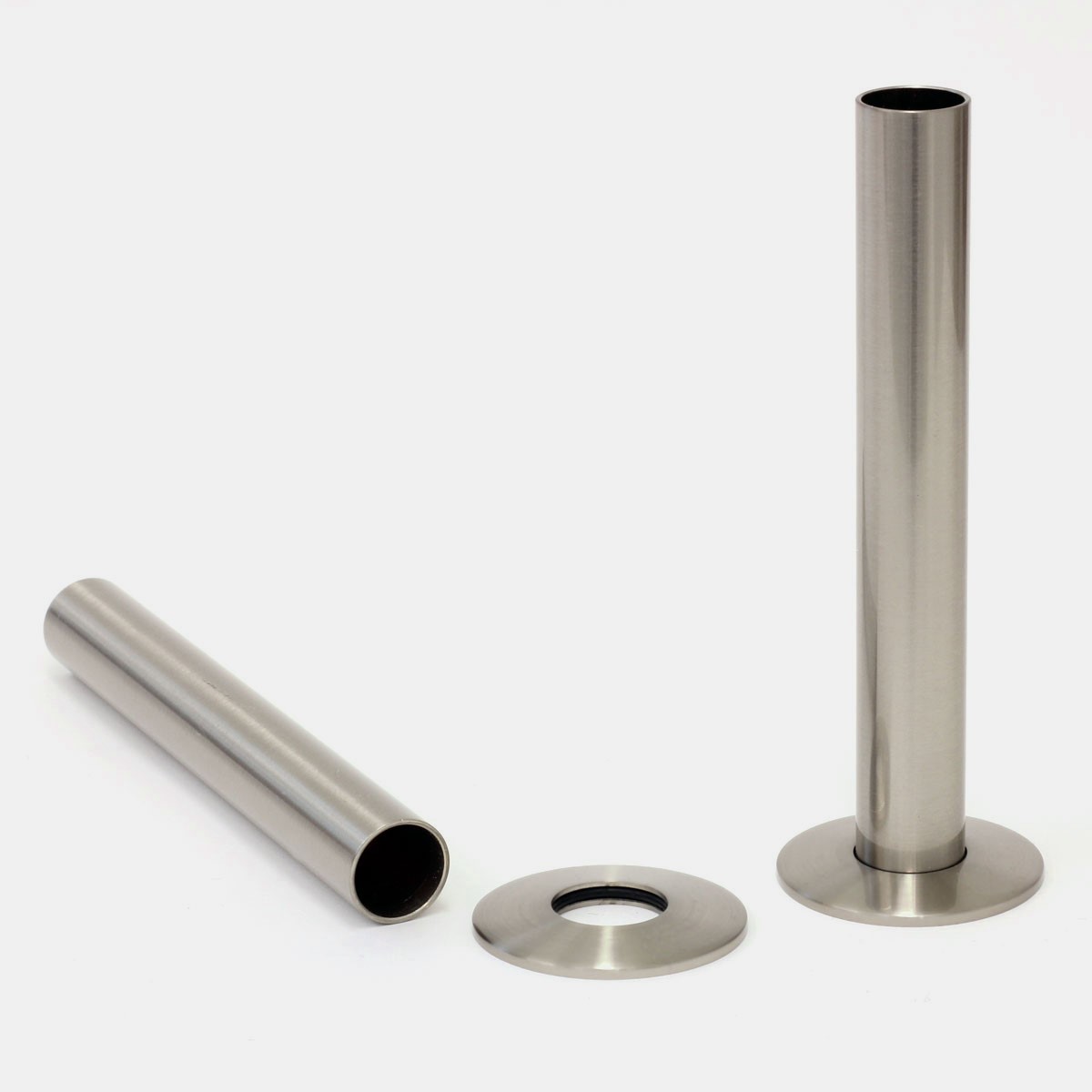130mm radiator shrouds and base plates in satin nickel